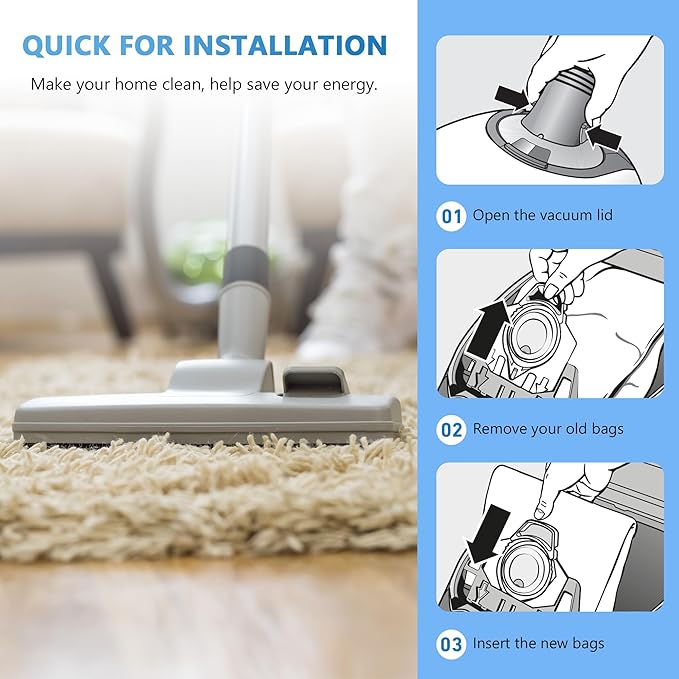 Improvedhand 20 Packs 3D Airclean Bags Replacement for Miele GN Vacuum Classic C1 Complete C1 Complete C2 S227 S240 S270 S400 S2 S5 S8 Series with 5 Motor Protection Filters, 5 AirClean Filters