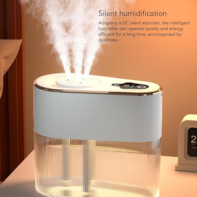 2.2L Water Tank Quiet Cool Mist Humidifier 4.5W USB Rechargeable Humidifier Night Light Aromatherapy, for Car Home Room Office