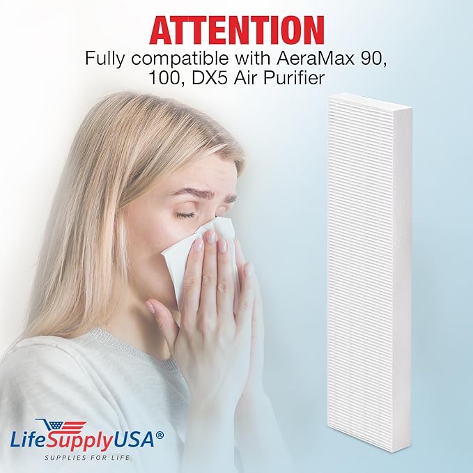 True HEPA Filter Replacement Compatible with AeraMax 90, 100, DX5 Air Purifier by LifeSupplyUSA