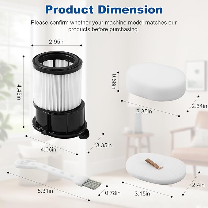 8 Pcs IP1251 IP3251 Filter Replacement Compatible with Shark Cordless PowerDetect Clean and Empty Lightweight Stick Vacuum, 1 Post-Motor Filter, 3 Pre-Motor Filter sets, 1 Cleaning Brush