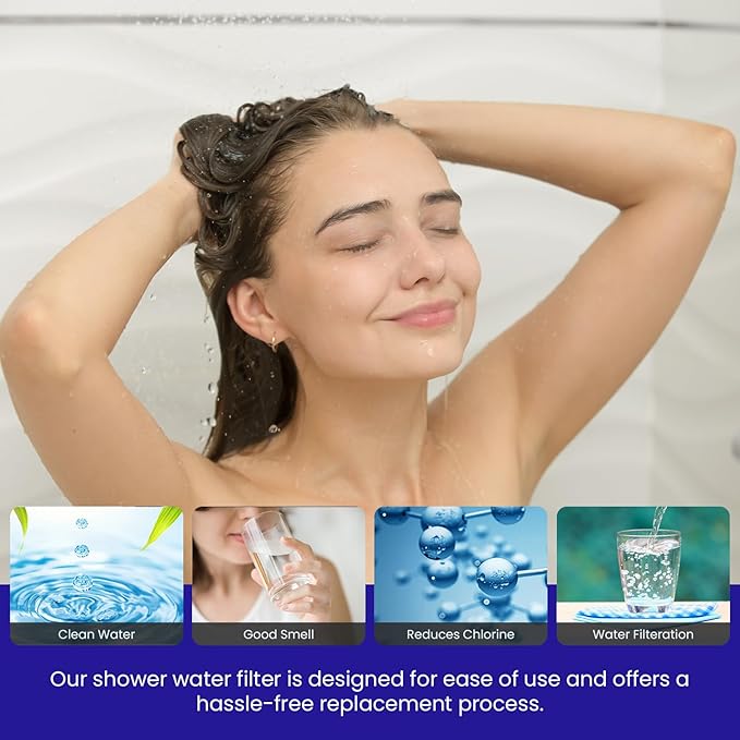 Crystal Quest Shower Filter Replacement Cartridge - Removes Chlorine and Contaminants for Cleaner Water - Durable BPA-Free - Built in the USA - Fits Crystal Quest Shower Filters [Pack of 4]