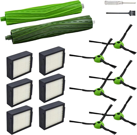 Replacement Parts Compatible with iRobot Roomba J7 J7+ J5 J5+ J6 J6+ J8 J8+ J9 J9+ i e j Series Robotic Vacuum Cleaner Accessories Kit,Rubber Roller Brushes,6 HEPA Filters,6 Side Brushes