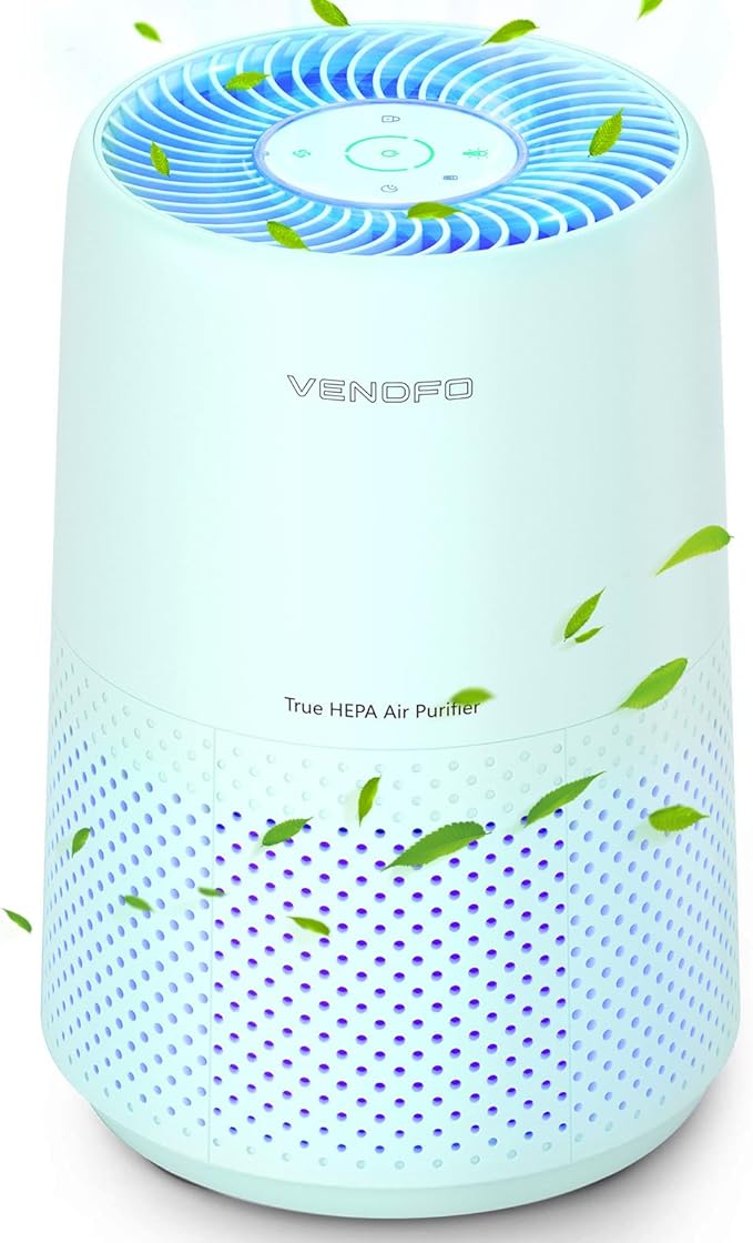 Air Purifiers for Bedroom, H13 HEPA Air Purifiers - Covers Up to 1074 ft² - 24dB Ultra-Quiet Sleep Mode, 360° Outlet Air Cleaner, Perfect for Home, Pets (Green)