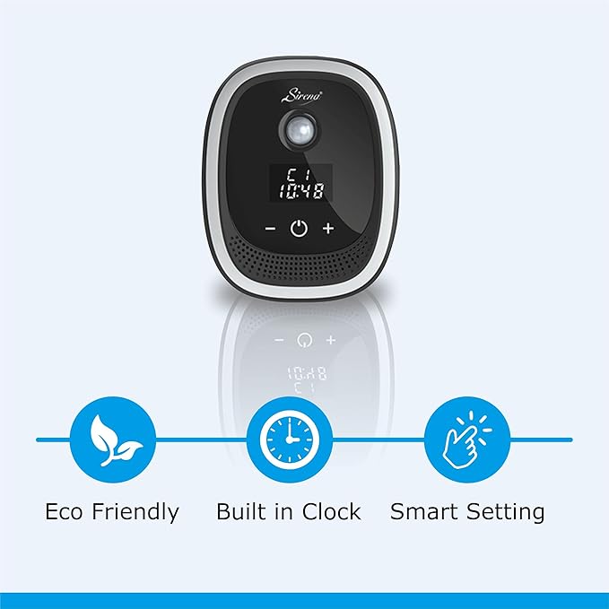 Sirena Air Ionizers for Home Negative Ion Filtration System, Quiet Air Freshener for Bedroom, Kitchen, Removes Odors, Smoke, Dust, Pets, Mini Ionic Air Purifier w/built in Clock and Night Light (1)