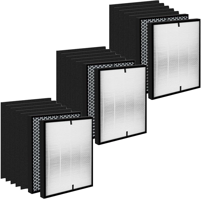 18 Pack 3000 Replacement Filters, Compatible with 3000, 3000M, 3000Pro Air Pur-ifier, 3 Efficiency Air Filters,3 Activated Carbon Filters and 12 Carbon Pre-Filters