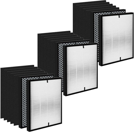 18 Pack 3000 Replacement Filters, Compatible with 3000, 3000M, 3000Pro Air Pur-ifier, 3 Efficiency Air Filters,3 Activated Carbon Filters and 12 Carbon Pre-Filters
