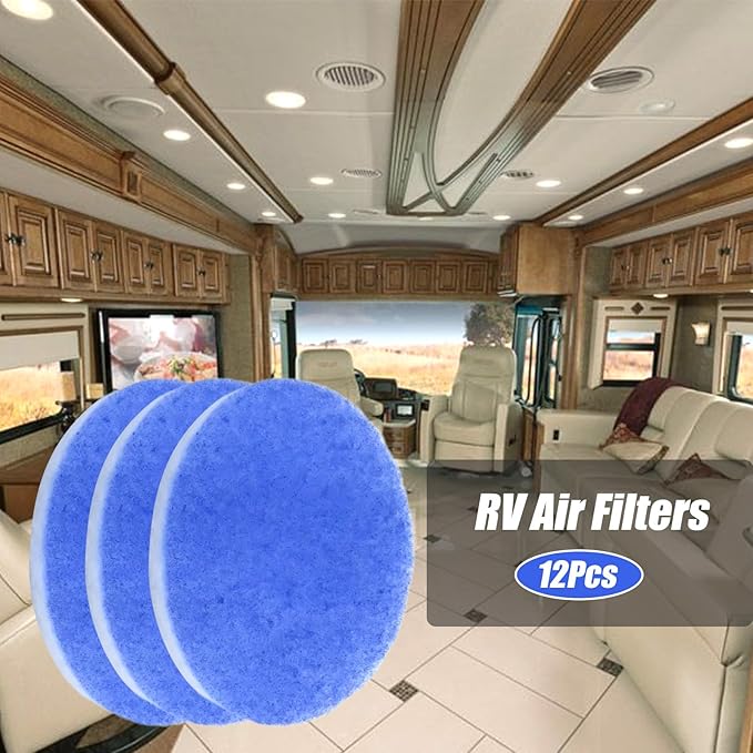 6 or 12Pcs 5.25 Inches RV Air Filter, Round Air Duct AC Filter, RV AC Vent Filter, MERV-6 RV Air Conditioner Filter (12)