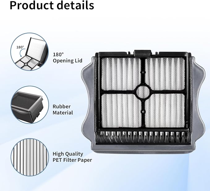 keluke Vacuum Filter Replacement Compatible with Tineco iFloor 3, Floor ONE S3 & Floor ONE S5, Floor ONE S5 Pro Cordless Vacuum Cleaner, 4 Pack Replacement Filters