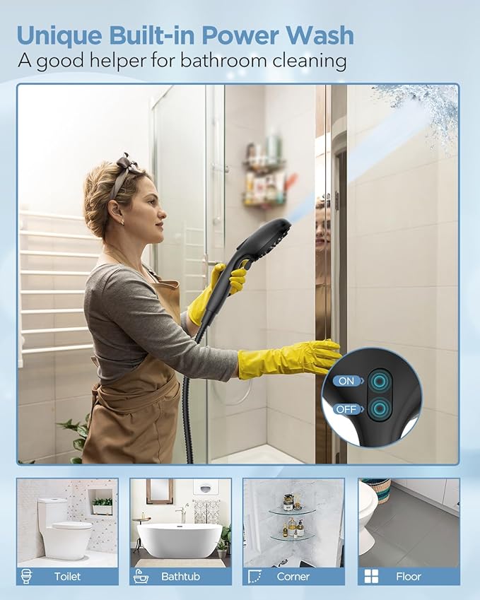 Dual Handheld Shower Head Combo, 2-in-1 Rain Shower Heads System Wide Rainfall Shower Head and 10 Modes High Pressure Hand Held Showerhead with Built-in Power Wash