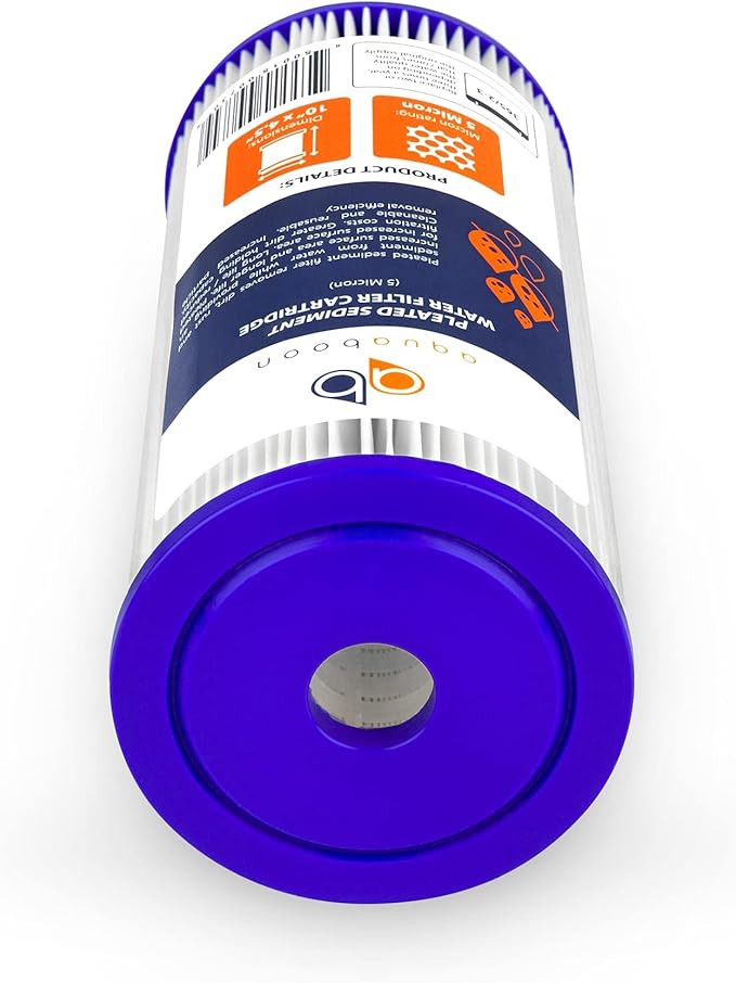 Aquaboon 5 Micron Pleated Sediment Water Filter 10 x 4.5 Cartridge - Whole House Water Filter Replacement - Whole House Water Filters Cartridges Compatible with Well Filters FXHSC, R50-BBSA, 20-Pack