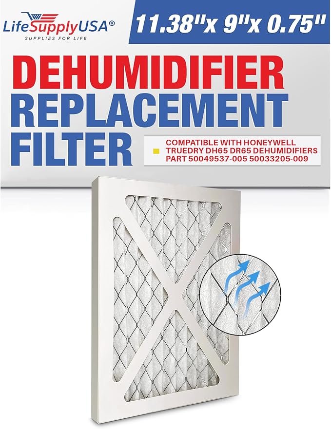LifeSupplyUSA MERV11 Filter Replacement Compatible with Honeywell TrueDRY DH65 DR65 Dehumidifiers Part 50049537-005 50033205-009