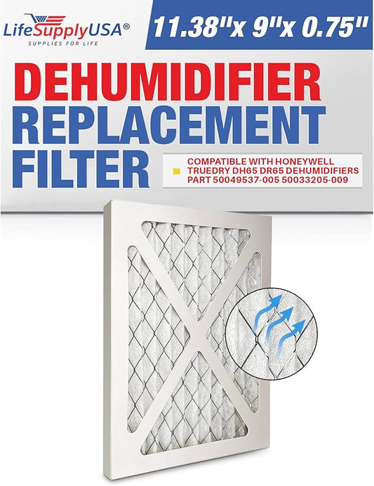 LifeSupplyUSA MERV11 Filter Replacement Compatible with Honeywell TrueDRY DH65 DR65 Dehumidifiers Part 50049537-005 50033205-009