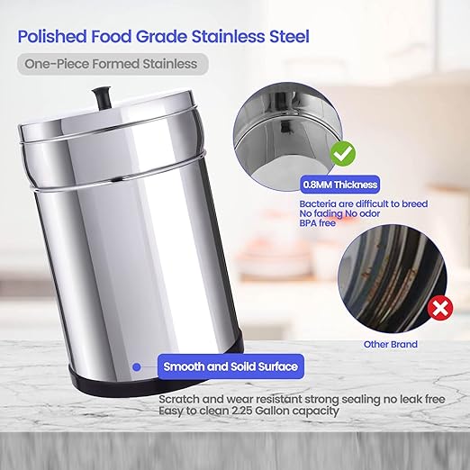 Amwater NSF/ANSI 42&372 Certification 3G Stainless Steel Gravity-Fed Water Filter System, Reduces Lead and up to 99% of Chlorine,with 4 Purification Filter,Sight Glass Spigot and 6inch Stand