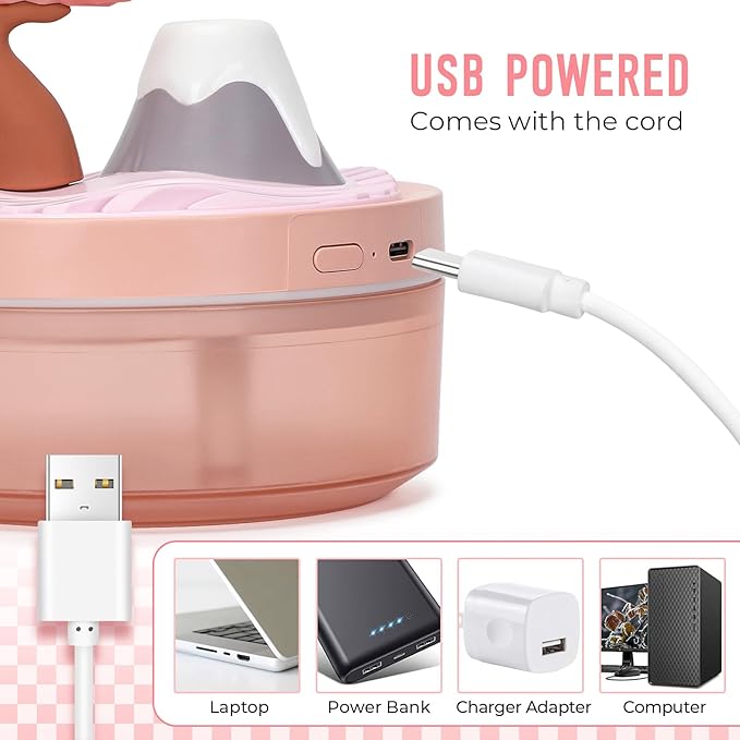 Cute Mini Humidifier, 320ml Pink Cherry Tree Desktop Humidifiers for Bedroom, Portable Small Cool Mist Humidification for Home, Baby Nursery, Office & Indoor Plants, USB Powered