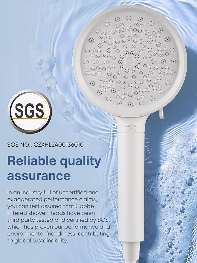 Cobbe Filtered Shower Head with Handheld, High Pressure 6 Spray Mode Showerhead with Filters, Water Softener Filters Beads for Hard Water - Remove Chlorine - Reduces Dry Itchy Skin, White