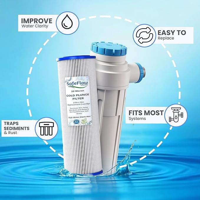 10in Ice Bath Chiller Filters 20 Micron 10" x 2.5" Water Filter Replacement Cartridge – Fits Ice Pod Cold Plunge Water Chiller, Cold Plunge Filters, Water Filter for Cold Plunge (4)