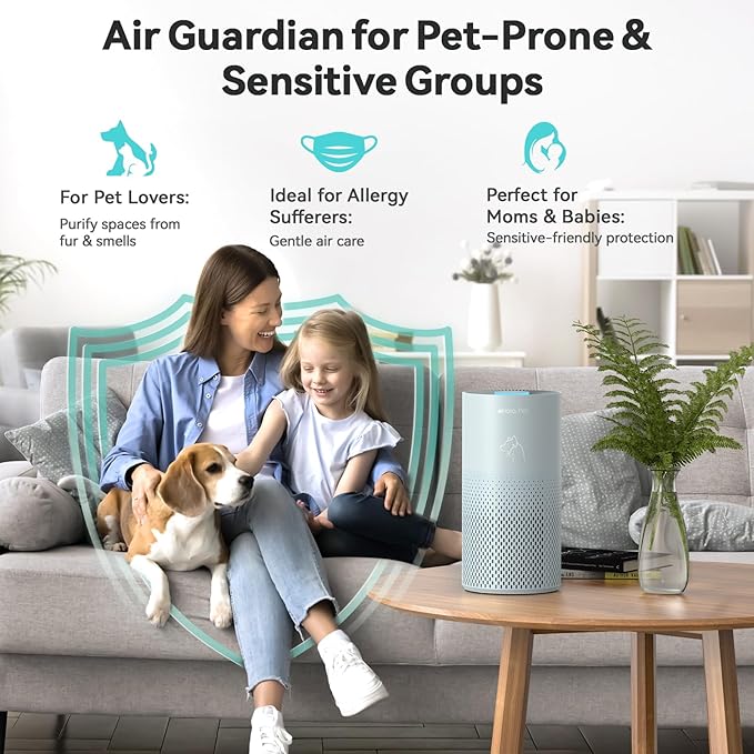 Afloia Air Purifiers for Home Pets, 5 Stage Filter Washable Pre Filter Air Cleaner Eliminator for Bedroom Large Room Up to 1780Ft², Remove Pet Fur Hair Dander Smoke Odor Dust Mold Pollen Allergen