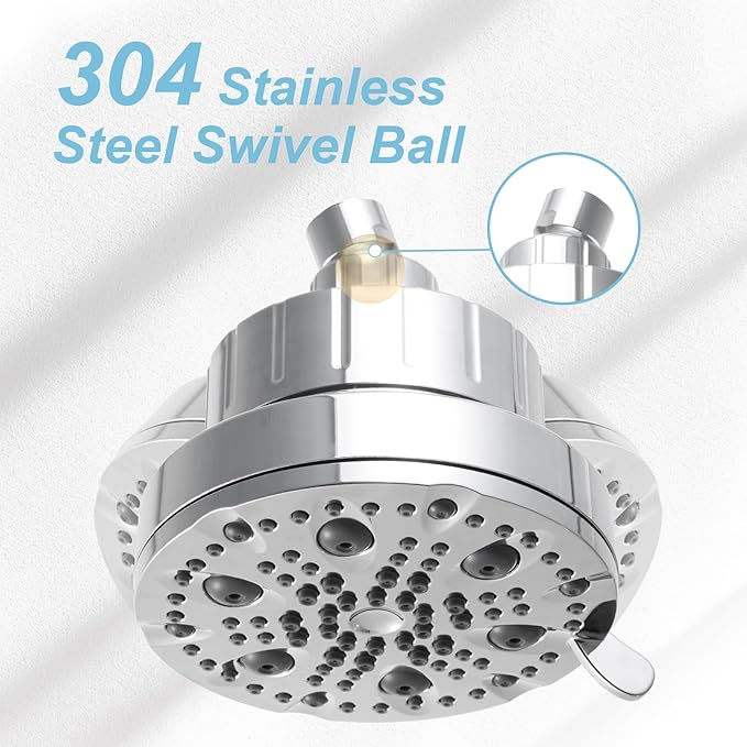 OFFO Filtered Shower Head, 20 Stage Shower Filter Head for Hard Water with Pause Mode, 9 Modes High Pressure Shower Head with Filter for Remove Chlorine and Harmful, Chrome