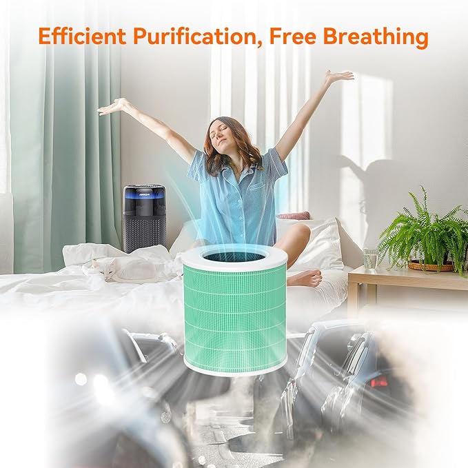 AIRROMI A2005 HEPA Air Purifier Replacement Filter, 3-In-1 Original Filter, Remove 99.97% of 0.3 Micron Particle 1 Pack (Green)