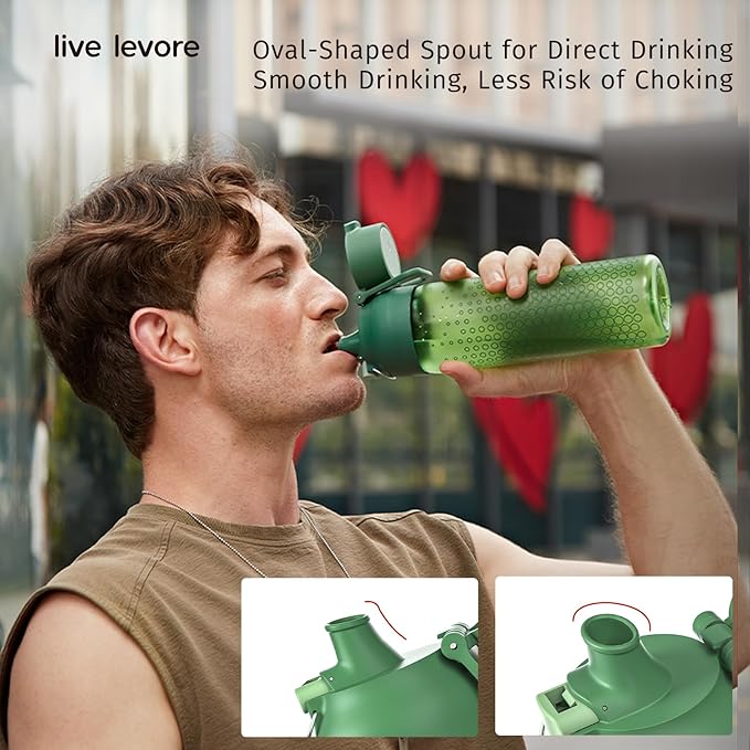 750ml Leak Proof Water Bottle with Flip Top Lid, BPA-Free USA Tritan Drink Bottle, Dishwasher Safe for Office, Outdoor & Daily Use (Green, 1 Pack)