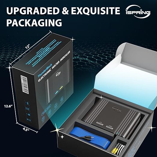 iSpring EDV2 Whole House Super Water Descaler, 10 Times More Powerful Alternative Electronic Salt-Free Hard Water Conditioner, Alloy Construction, Reduces Limescale, Prevents Deposits Build-up