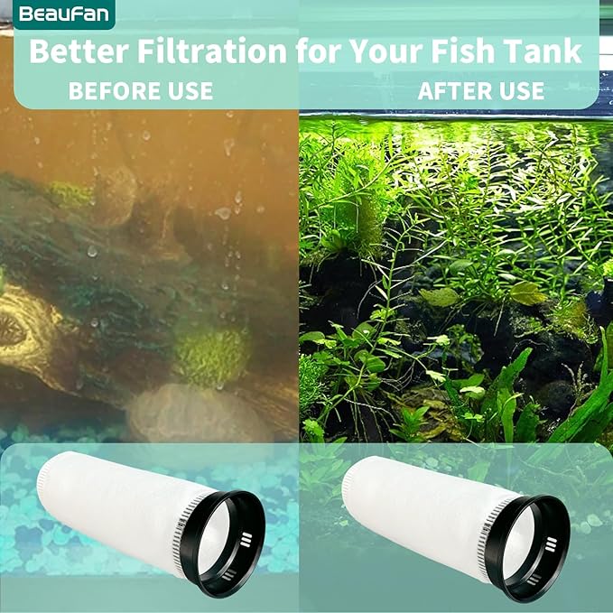 2 Pack 4 Inch Ring Felt Filter Socks 200 μm Compatible with Waterbox Marine X 60.2, 90.3, and 110.4, 2 Pack Black Plastic Aquarium Felt Filter Bags, 4 Inch Diameter by 10.8 Inch Long