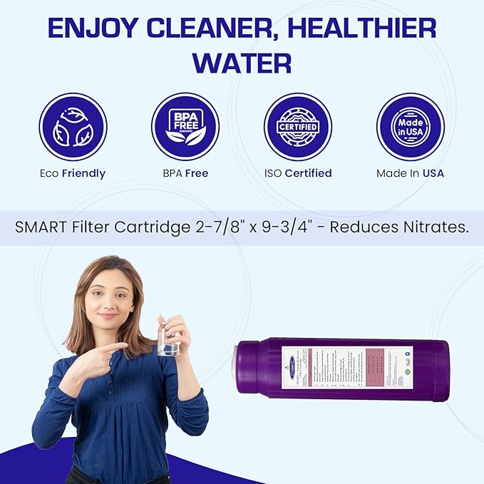Crystal Quest Arsenic Removal + SMART Filter Cartridge 2-7/8" x 9-3/4" - Reduces Arsenic, Long-Lasting, Easy Installation, Heavy-Duty Water Filtration