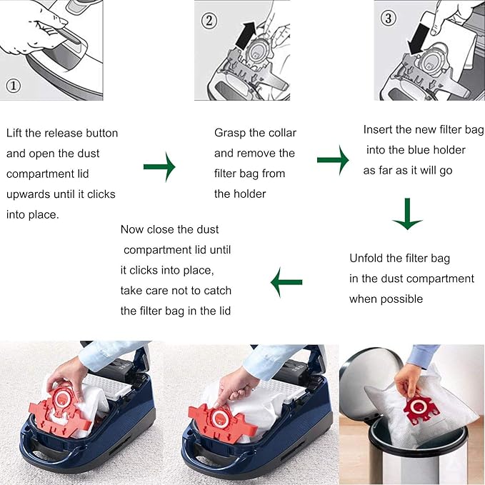 Airclean 3D Efficiency Dust Bags,12pcs FJM Vacuum Bags Replacement Compatible with Complete C1 C2 Vacuum Cleaner with 2 Set Filters
