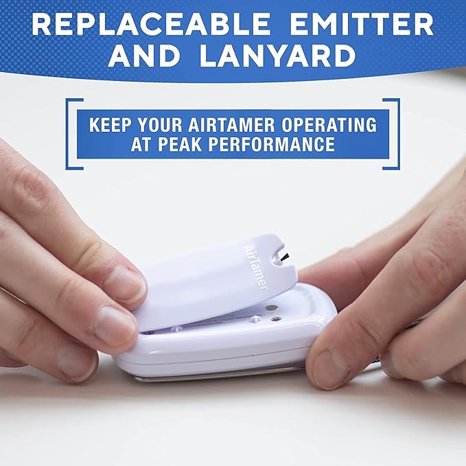 AirTamer A315W Advanced Rechargeable and Portable Air Negative Ion Generator | Proven Performance, White with Black Leather Travel Case