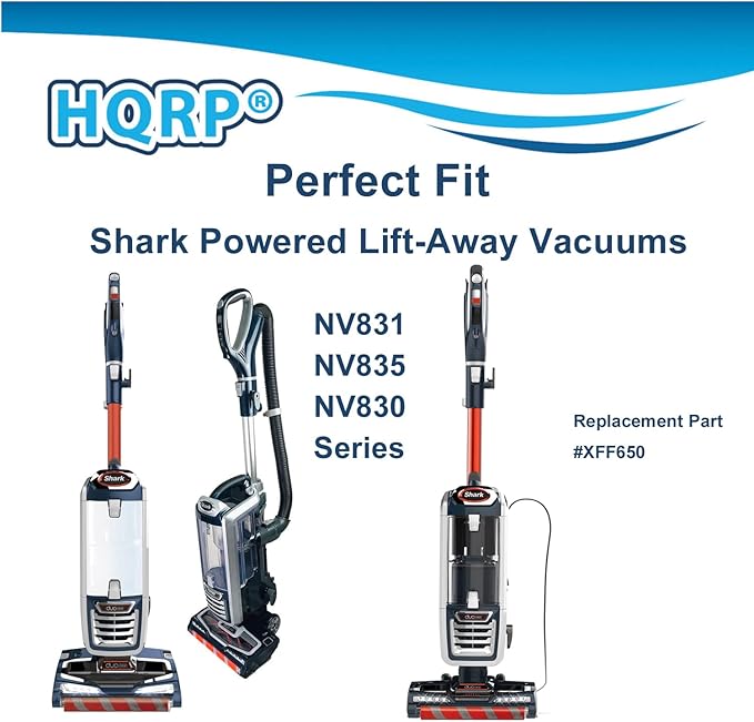 HQRP 2-pack Filter Kit Replacement for Shark XFF650 DuoClean NV831 NV835 NV830, Rotator NV650 NV651 NV652 NV750 NV751 NV752 Powered Lift-Away Vacuums