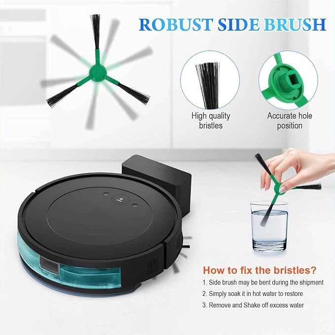 Replacement Parts Accessories for iRobot Roomba 104 105 Q052 Vac, 105 Combo, Q0520 Robot Vacuum Cleaner, 1 Main Brushes, 4 Filters, 4 Dust Bags, 6 Side Brushes, 4 Mop Pads
