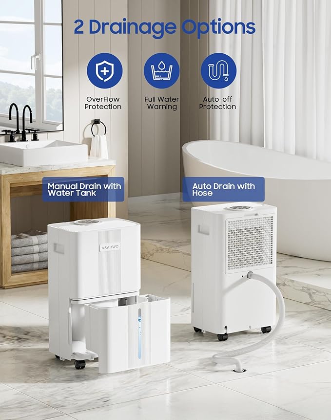 1600 Sq.ft Dehumidifier for Home, 21 Pints Dehumidifier for Basement with Drain Hose, Quiet Dehumidifiers Smart Humidity Control, 24H Timer, 3 Modes, Portable for Bedroom,Bathroom