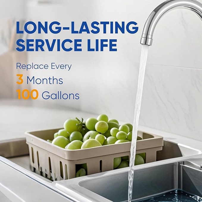 PUREPLUS NSF/ANSI 42 Certified Faucet Filter Replacement for PUR® Plus RF9999® FM-2500V FM-3700, PFM150W, PFM350V, PFM400H, PFM450S, Used for Advanced & Horizontal Faucet Mounts, 6Pack