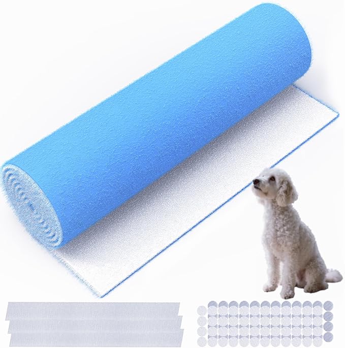Air Vent Filter, 18"X120" Cut to Size Air Filter Material, MERV 8 Electrostatic Air Filter Roll, Blue & White Vent Filters for Home Floor, Rv Ac Vent, Ceiling, Refrigeration, HVAC Furnace Vent, Etc