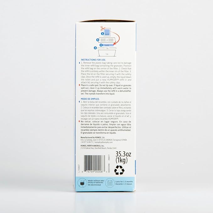 HUMYDRY® - 6-pack of dehumidifier refills - 35.3 oz - Absorbs moisture - Prevents odors - Fragrance-free - For spaces up to 400 sq. ft.