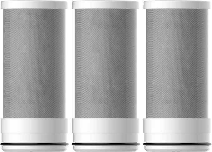 Amazon Basics Faucet Replacement Filter, Carbon Block Filter Fits Mist- Water Filter for Sink,Reduces Heavy Metal, and Bad Taste, Pack of 3