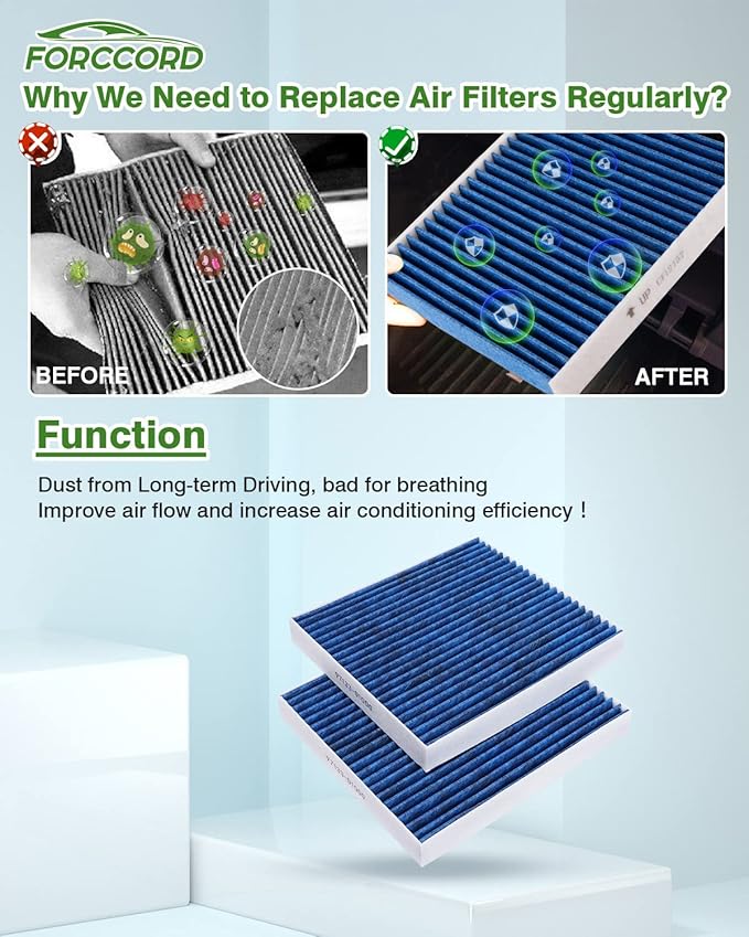 2-PACK HEPA Cabin Air Filter Fits for Tucson Kona Veloster VELOSTER N VENUE Soul Sportage SELTOS Activated Carbon Cabin Filter Replacement 97133-D1000 97133-D3000 CF12160 Accessories