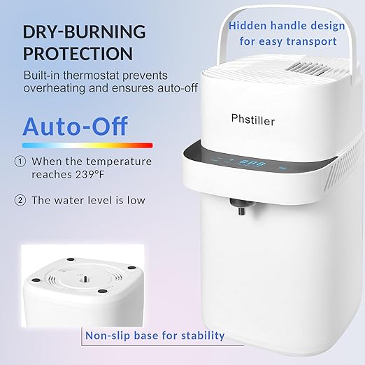 Upgraded Water Distiller for Home Countertop 1.1 Gallon Distilled Water Machine with Smart Digital Display, 750W Distilled Water Maker Purifier Machine with 4L Glass Container for Home Office Use