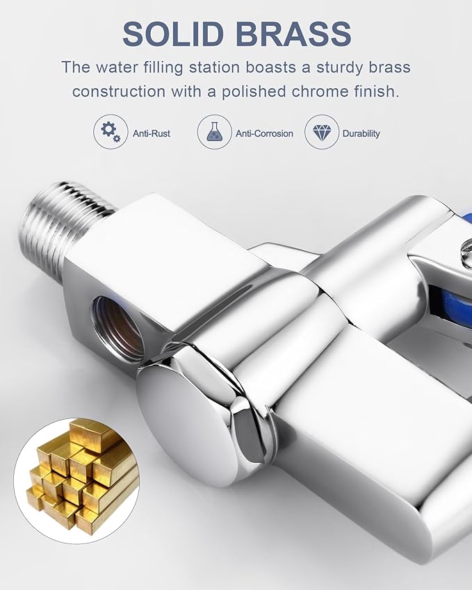 Glass Filler Faucet Wall Mount: WOWOW Push Water Bottle Filling Station Solid Brass, Commercial Water Filler Faucet for Bar, Diner, Cafe, Restaurant, Kitchen and Coffee Shop, 3/8 Male Inlet