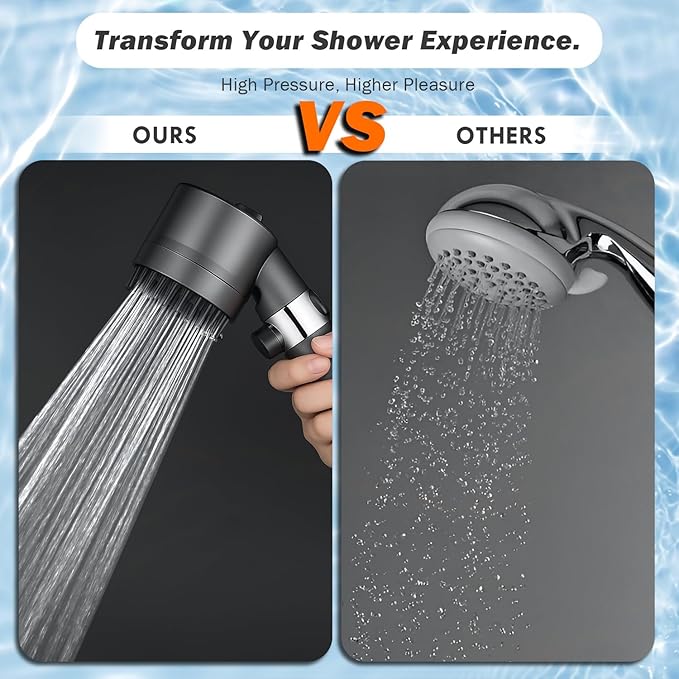 Filtered Handheld Shower Head-High Pressure with 4 Spray Modes,Hard Water Filter for Softer Skin & Hair,ON/OFF Pause Switch, With 79" Stainless Steel Hose,Bracket,4 cartridges, Bath Loofah