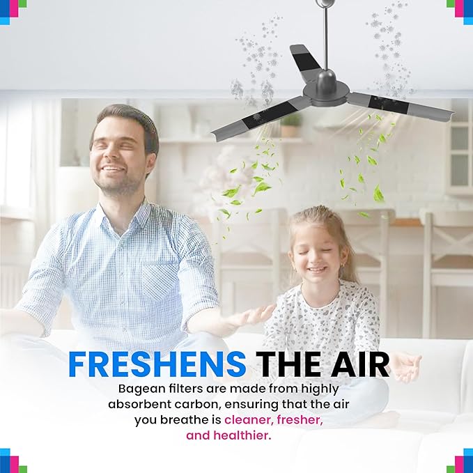 Ceiling Fan Filters for Blades - Coconut Shell Activated Carbon Unscented Dust Catcher Ceiling Fan Filter - Easy Peel & Stick on Fans - Blade Air Purifier Pads Absorbs Odors & Freshens the Air (5-Pcs)