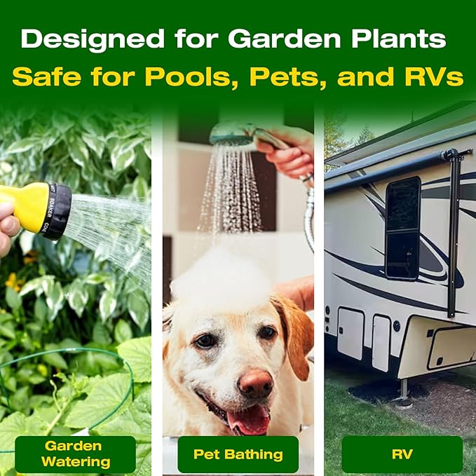 H&G lifestyles Garden Hose Water Filter for Chlorine Chloramine,Garden Hose Filter for Hard Water Plant,Catalytic Carbon KDF Resin,Soften Water, 3/4" GHT, Up to 10,000 Gallons