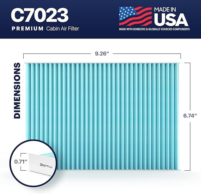 BNX TruFilter C7023 Cabin Air Filter, HEPA 99.97%, Compatible With GMC Acadia, Acadia Limited, Chevrolet Traverse; Saturn Outlook; Buick Enclave