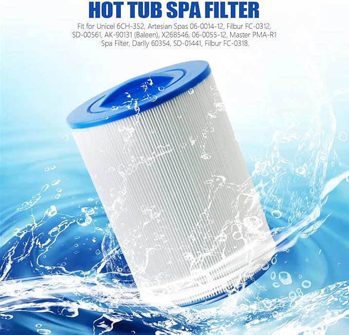 PAS40-F2M Hot Tub Filter 6CH-352 - Spa Filter Cartridge Replacement fit for Unicel, Artesian Spas 06-0014-12, Filbur FC-0312, Master Spas PMA-R1 Filters, 40 Sq.Ft Hot Tub Filter Cartridge, 2 Pack