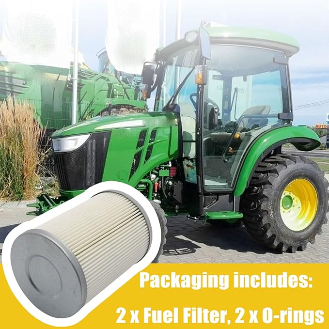 Fuel Water Separator Filter with O-ring (2Pcs) Fit for John Deere 1575 1570 1580 1585 3032E 3033R 3038E 3039R 3046R 4044M 4044R 4052R 7400A 7500A Replace for MIU802421 7029012 7020012 SN25127 50352550