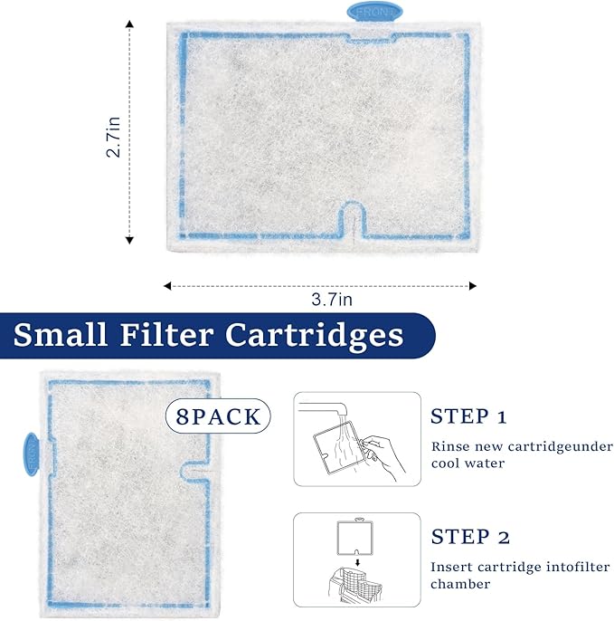 Small Aquarium Filter Cartridges Compatible with Aqueon Filter, Carbon Fish Tank Filters for Aqueon QuietFlow E Internal Power Filter 10 and 1/2.5/5 Gallon Minibow Aquarium Filters -Small (8 Pack)