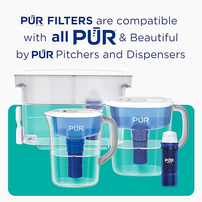PUR PLUS Lead Reducing Water Pitcher and Dispenser Replacement Filter 1-Pack, NSF and WQA Certified – Compatible with all PUR brand Pitchers and Dispensers, Blue, PPF951K1