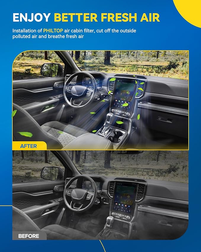 PHILTOP Cabin Air Filter, Replacement for CP173, CF11173, BE-173, Altima, Maxima, Murano, Quest, Includes Activated Carbon, Pack of 1