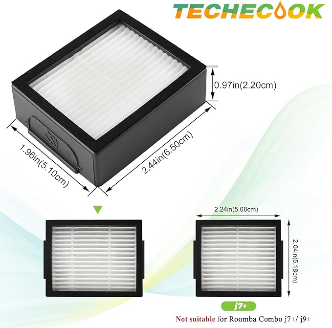 12Pack Filters Replacement for iRobot Roomba E I & J Series Combo E5 E6 E7 i3 i3+ i4 i4+ i5 i5+ i6 i6+ i7 i7+ i8 i8+ J5 J6 J8 Vacuum Cleaner-12 x High Efficiency Filters 4639161,1 x Brush by Techecook