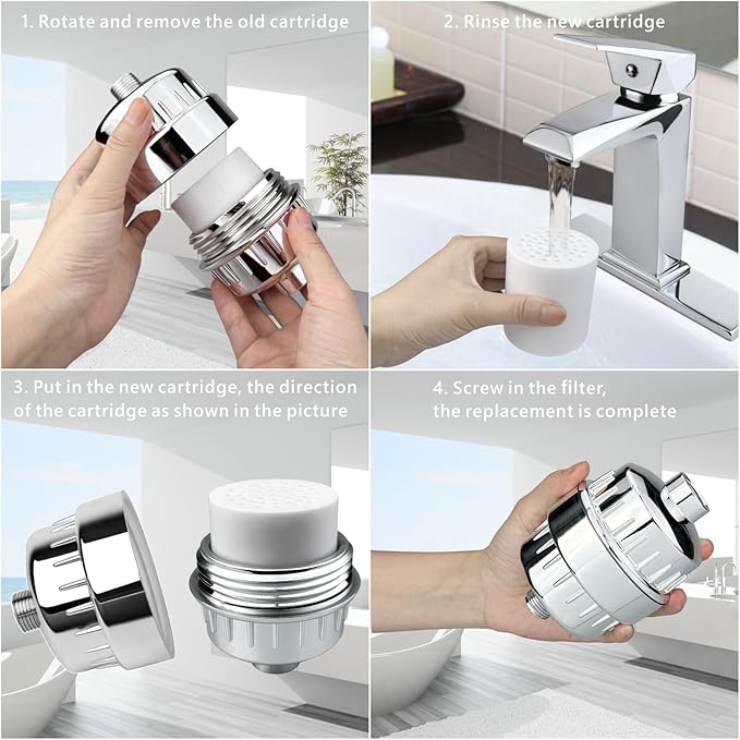 Voolan 4 Pack Replacement Shower Filter Cartridge - 20 Stage Hard Water Shower Filter For Remove Chlorine And Heavy Metals, Water Softening - Reduces Dry Itchy Skin